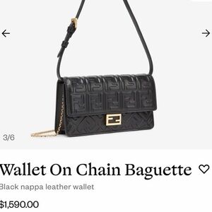 Fendi Black Embossed FF Leather Wallet-on-Chain with Gold Hardware